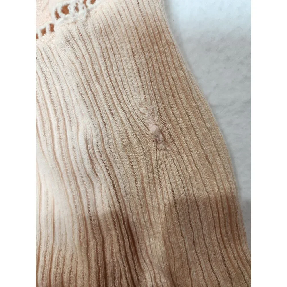 Lucky Brand Embroidered Peplum Tank Top Blush Pink Boho Pintuck Sleeveless XL
